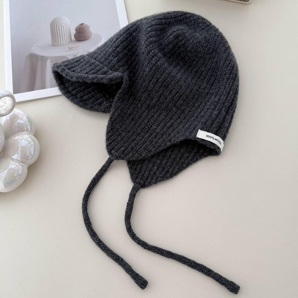 % WOOL pure wool short-brimmed flying hat women's autumn and winter warm knitted ear hat balaclava hat