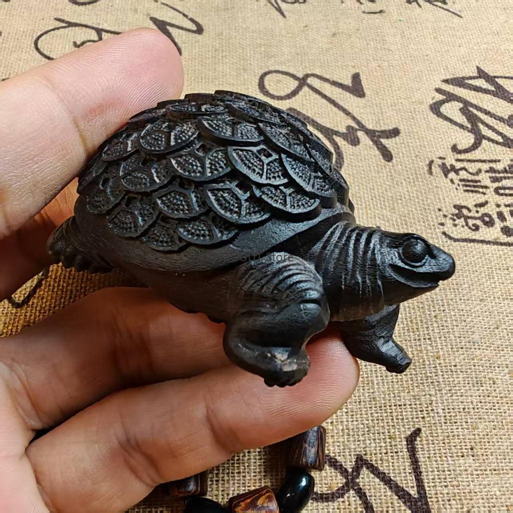 Agarwood Sculpture Money Turtle Ornament Wooden Turtle Office Home Figurines Decoration Accessories Birthday Gift for Family