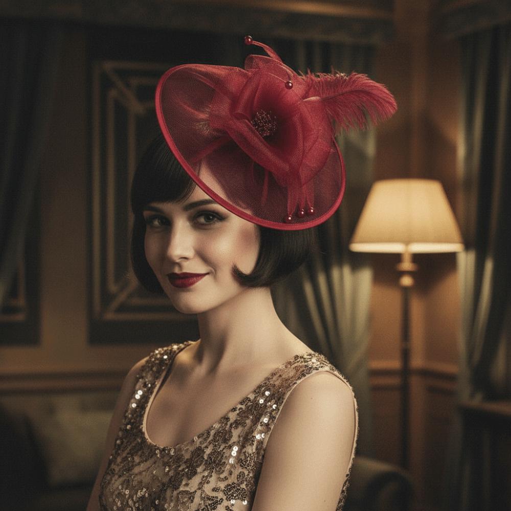 Retro Exquisites Netz Feder Stirnband Elegantes Perlen Vintage Fascinator Hut Haarreif Haarspange 1920er Jahre Haar Accessoires Dame
