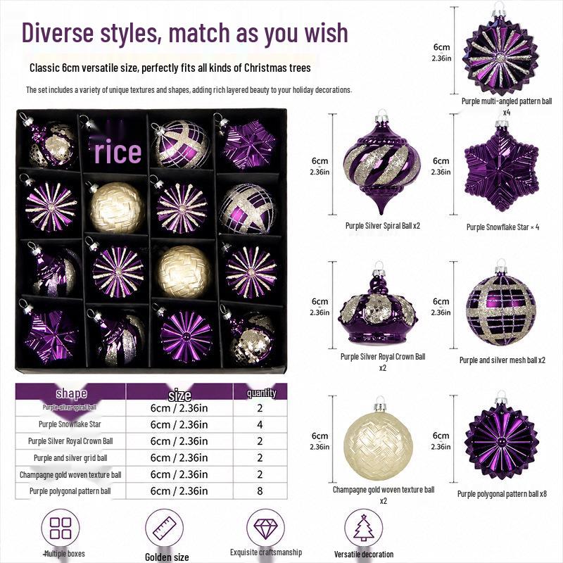 2026 Irregular Painted Electroplated Christmas Balls - 6cm, 24pcs Set for Creative Tree Ornaments.