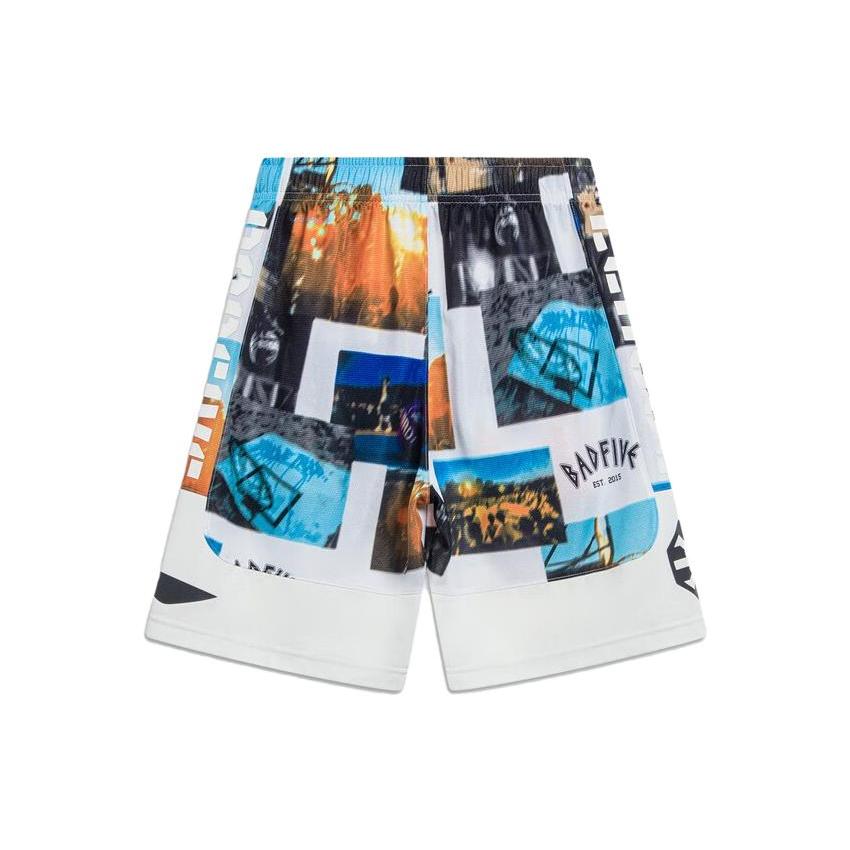 Li Ning X Mister Cartoon Badfive Sports Shorts Men's Photo All Over Print Ivory AAPT045-5