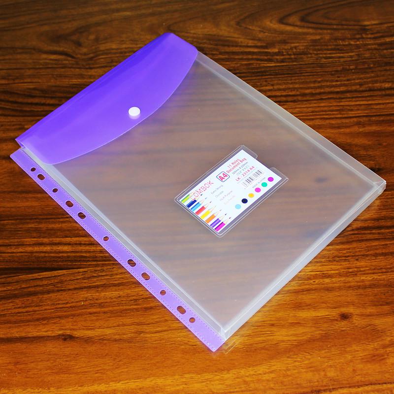 PP Creative A4 Transparent 11-Hole Loose-Leaf File Bag with Button and Label