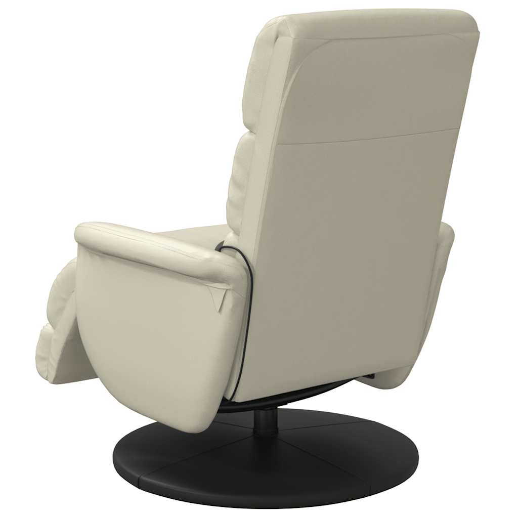 Massage Chair with Footrest Cream Faux Leather