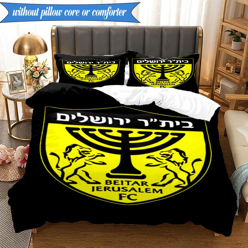 3PCS Beitar Jerusalem Football Club Printed Soft Bedding Set,Including 1pc Duvet Cover And 2pcs Pillowcases Perfect for Bedroom, Dormitory, Fan gift