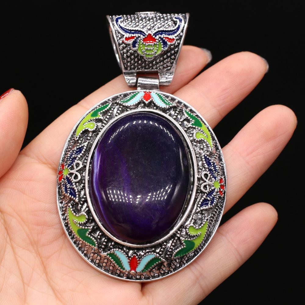 Μενταγιόν από φυσική πέτρα Αχάτες/αμέθυστος/ροζ χαλαζία Κρεμαστό με δαντέλα για κοσμήματα κατασκευής DIY Αξεσουάρ βραχιόλι κολιέ