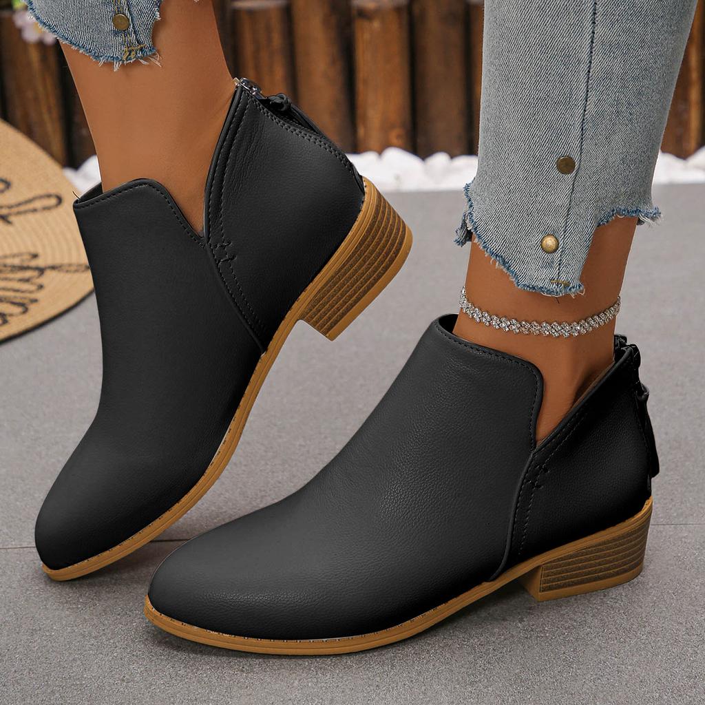 Kozaki Na Obcasie Damskie Modne Gruba Podeszwa Grubszy Obcas Damskie Okrągły Nosek Buty Modne Codzienne Zamszowe Tył Zapatos De Mujer
