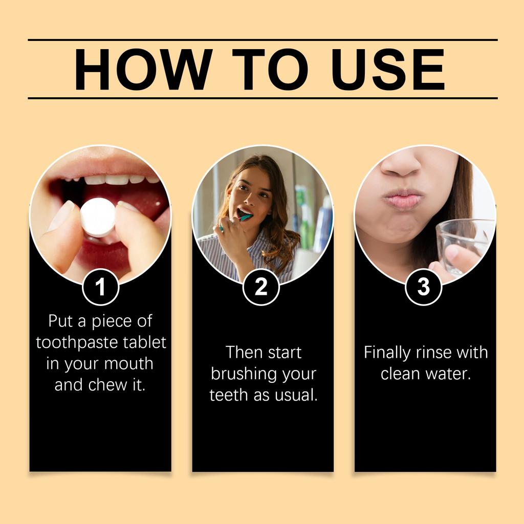 Vanilla Mint Toothpaste Tablets Deep Clean Teeth Stains Yellow Teeth Tartar Fresher Breath Portable Tooth Cleaning Tablets