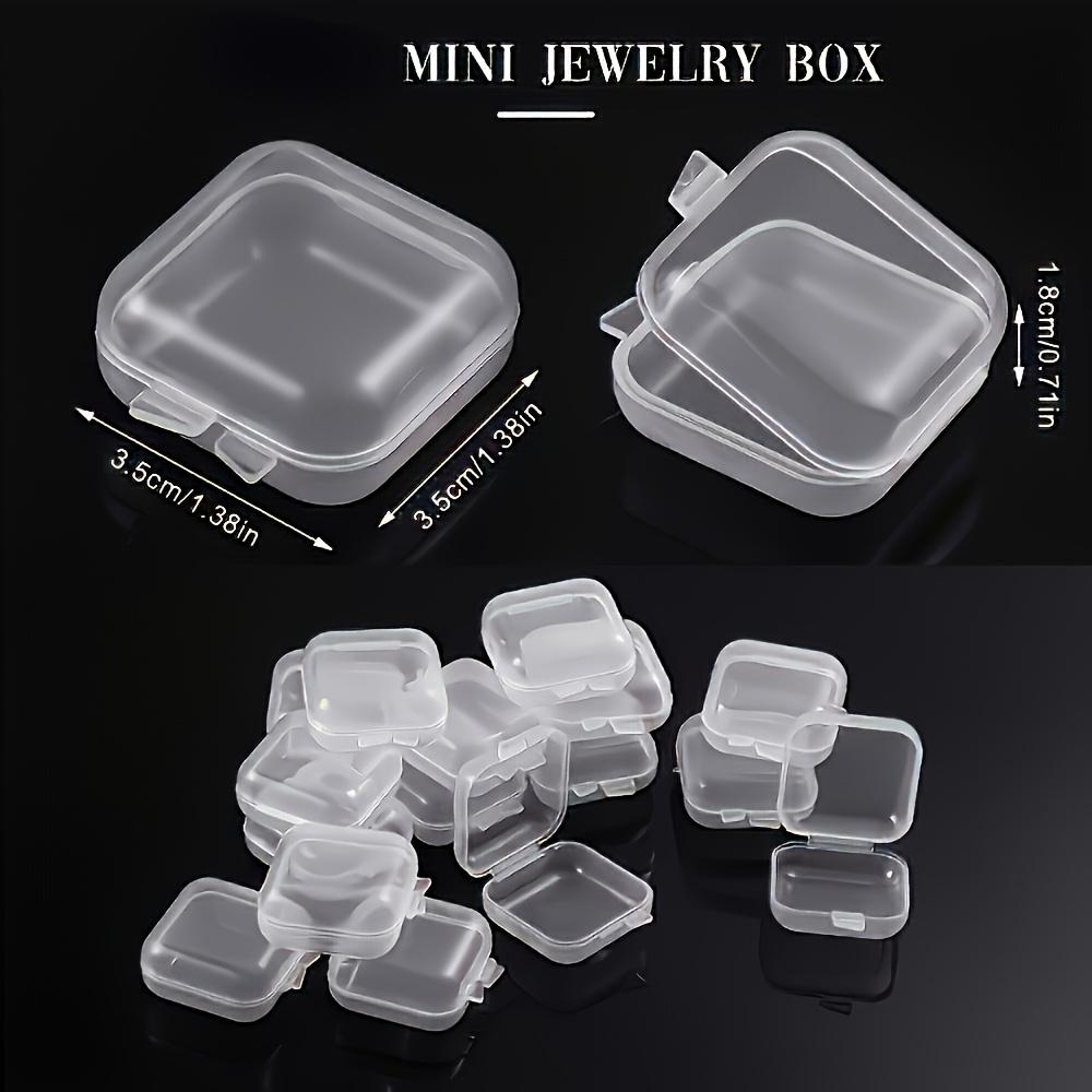 30pcs Mini Clear Plastic Jewelry Storage Boxes with Lids, Transparent Square Containers,Earring Organizer, Stackable Organizer