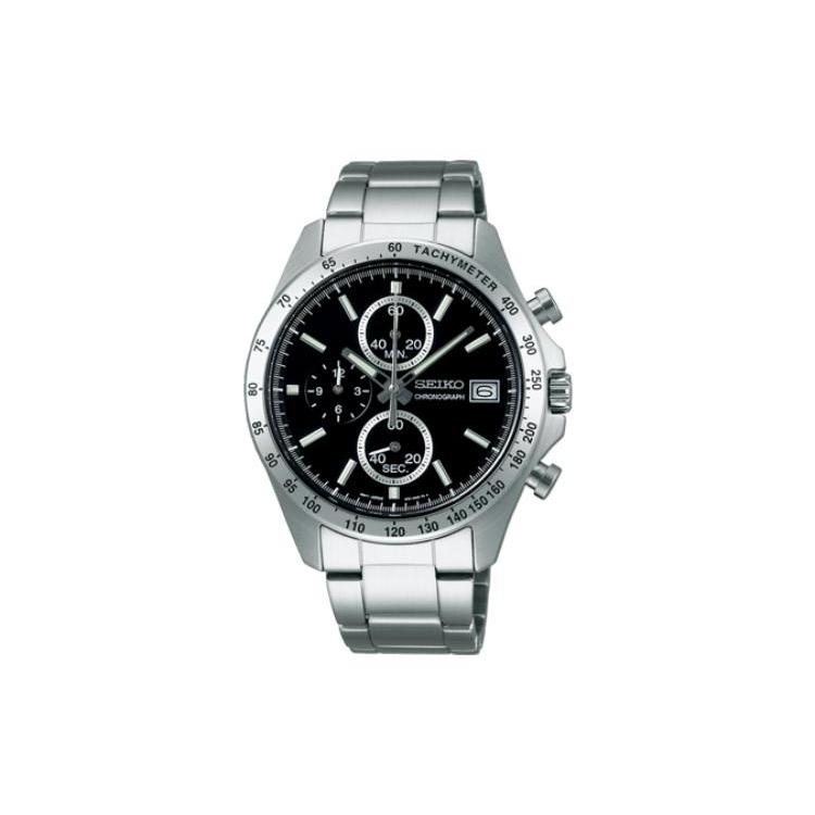 

SEIKO Spirit Collection Часы с кварцевым механизмом и стальным ремешком Мужские часы Черный циферблат SBTR005 Silver Strap