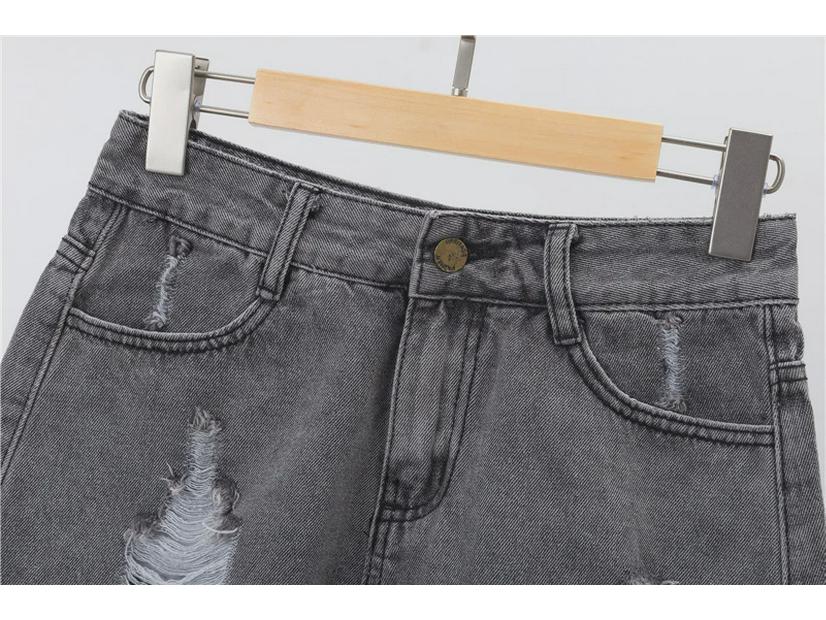 Plus Size Women's High-Waist Ripped Denim Shorts - Summer Loose Fit, Raw Edge, A-Line Style