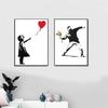 Banksy Graffiti Artwork Canvas Painting Girl With Red Balloon Poster Black White Abstract Wall Pictures for Nordic Home Decor