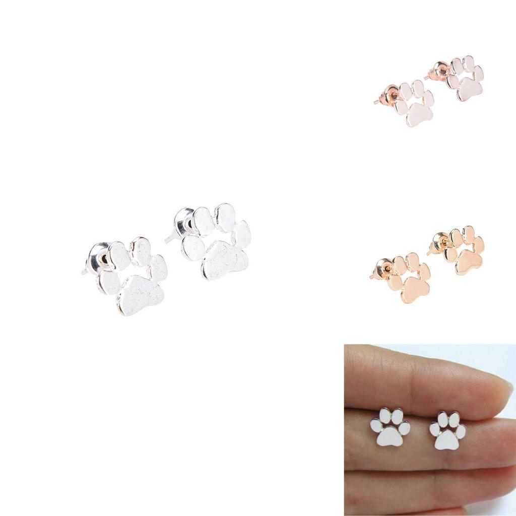 Fashion Dog And Cat Paw Prints Earrings For Children And Pet Lovers In Gold Silver And Rose Gold Finish