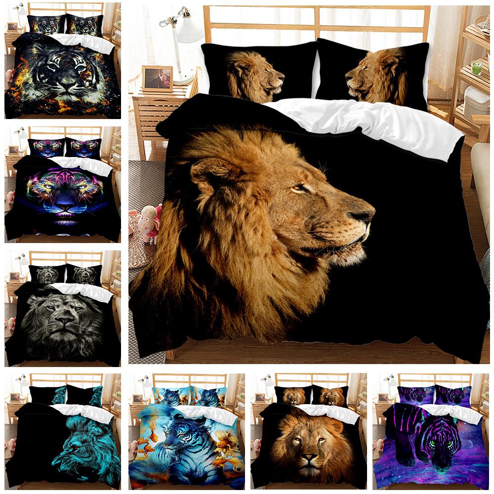 3D Wild Animal Print Brown Lion Duvet Cover Set. Available In Twin, Full, King, Queen Sizes