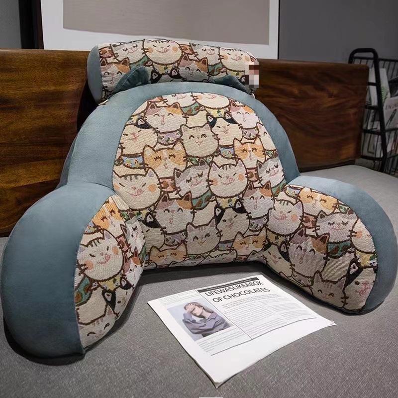 Large Bedside Backrest Cushion - Soft Lumbar Pillow for Reading & Phone Use In Dormitory or Tatami Rooms.