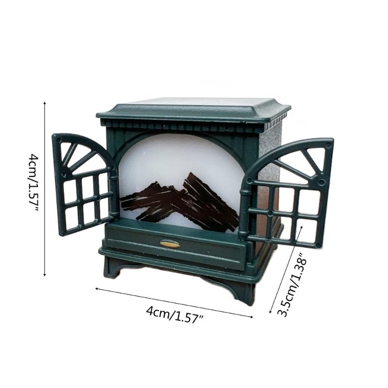 1:12 Scale Dollhouse Fireplace with LED DIY Miniature Dollhouse Decorations Furniture Handmade Crafts Accessories Toy