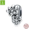 S925 Sterling Silver Cute Pet Paw Print Beads Collection Picture, Trendy Fashion Animal Diy Jewelry Accessories