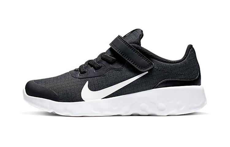 Nike Explore Strada Synthetic Leather, Textile Abrasion Resistant Low top Kids  Running Shoes Black White CD9016-002 29.5