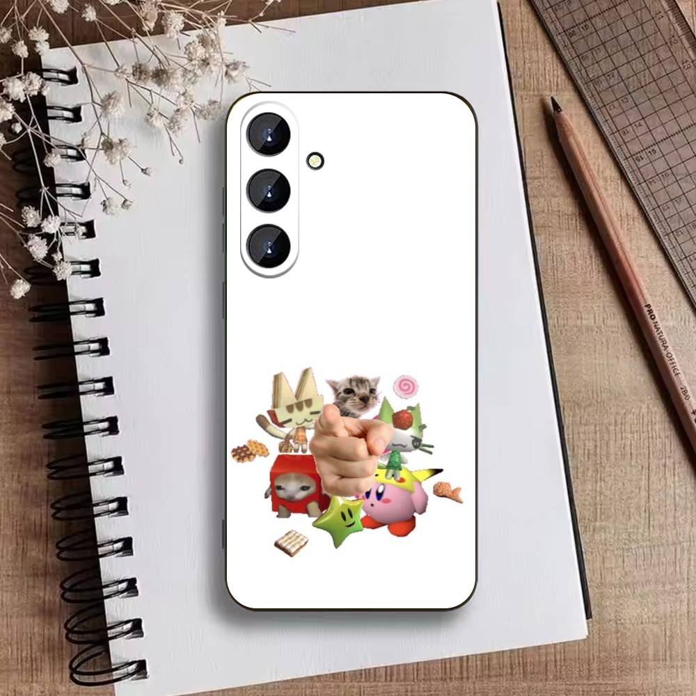 Goofy Cats Big Eyes Phone Case For Samsung Galaxy A73,21,22,32,71,53,52,51,80,5G Soft Black Cover