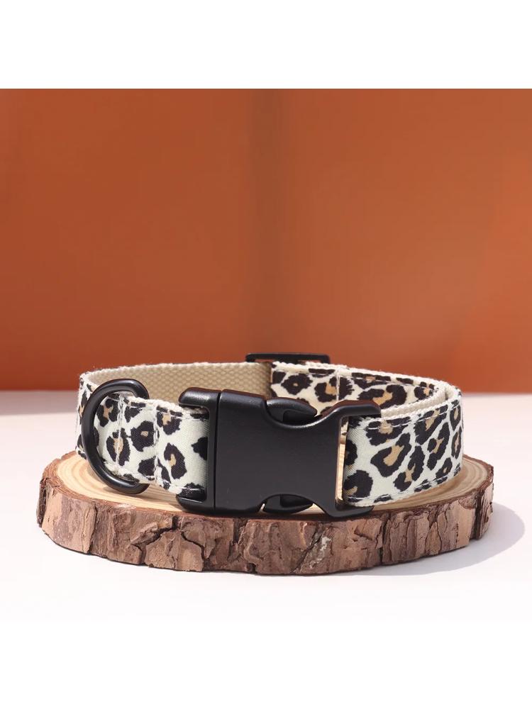 1ks Personalizovatelný obojek pro mazlíčka s leopardím vzorem a jménem, Dárek pro mazlíčka