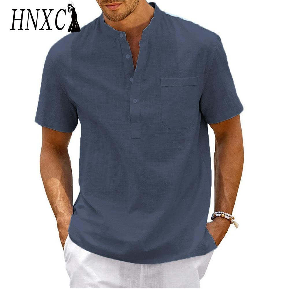 HNXC Men's Fashion Casual Solid Color Print Tops & T-shirts