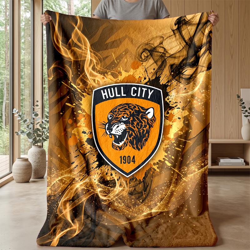 Coperta in Flanella con Stampa Hull City Football, Morbida Calda Leggera Coperta Plaid per Divano Letto Campeggio