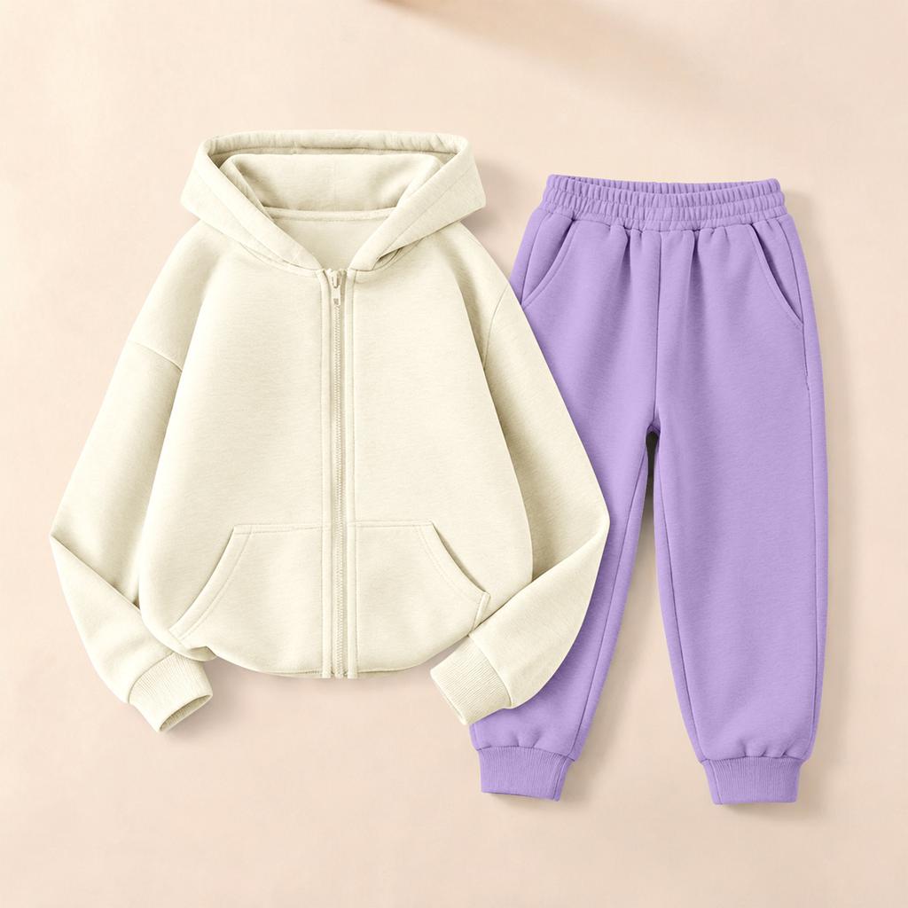 Kids Unisex Hooded Sweatshirt and Sweatpants Set Versatile Casual Sportswear for Boys Girls