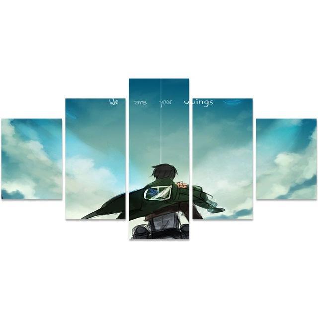 Prints Anime Characters Picture 5 Pieces ATTACK ON TITAN Painting Poster Canvas Modular Wall Art Living Room Home Decor No Frame
