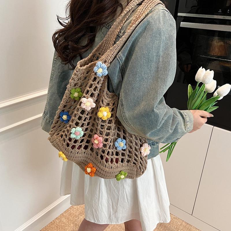 Hollow Solid Flowers Shoulder Bag Fabric Lace Women's Bags High Quality Versatile High Quality New Soft Women's Handbags AVE