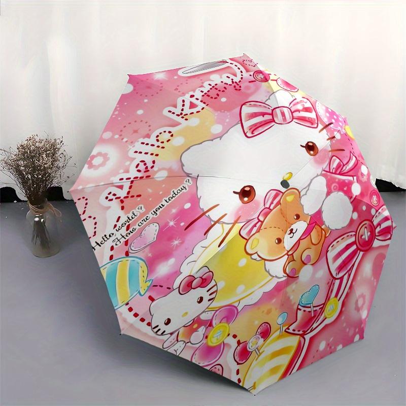 Hello Kitty,Teddy Bear Automatic Umbrella-Foldable, Durable 8-Bone Design, Compact and Stylish, Great for Camping, Halloween, Christmas, Mot