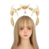 Lolita Angel Wings Gold Sun Leaves Spiked Sunburst Halo Crown Headpiece Goth Crystal Pearl Pendant Holy Crown Bride Wedding Gift