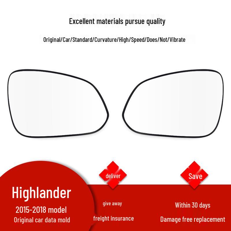 

Compatible Rearview Mirror Glass Lens for 2015-2018 Toyota Highlander (Left & Right) Passenger s side (right)