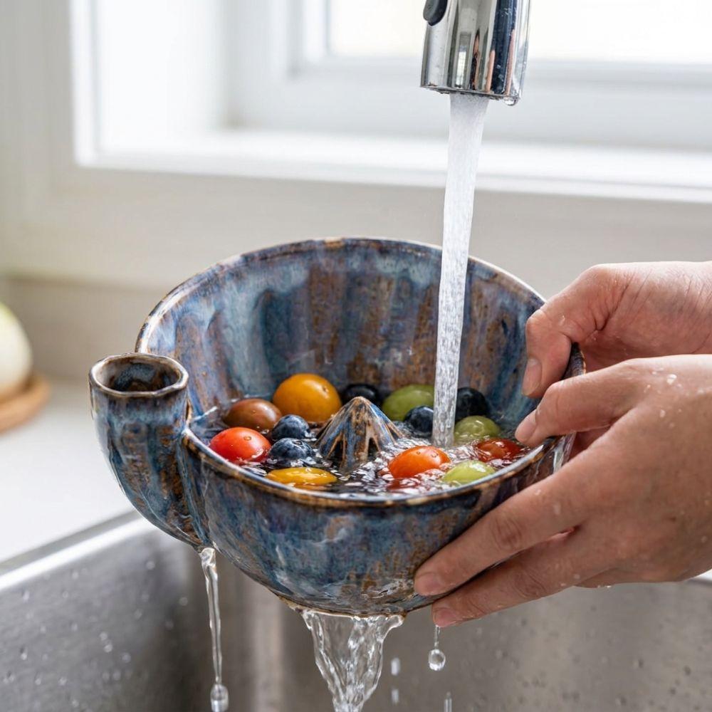 Self-Spinning Self-Rotating Berry Bowl Vortex-Style Fruit Cleaning Bowl Vegetable Washer