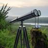 Brass Binocular Telescope with Wooden Tripod, Nautical Decor, Fully Functional Spyglass, Maritime Gift