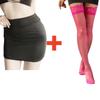 2 ШТ./КОМПЛ. Жіночі міні-спідниці-олівець з високою талією + панчохи, сексуальний повсякденний комплект сукні з запахом на стегнах, чорна коротка спідниця та колготки