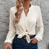 Casual V-Neck Long Sleeve Chiffon Blouse Top for Women Print Streetwear Tee Ladies