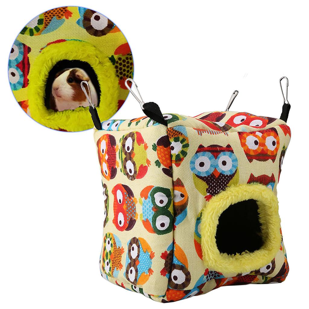 Warm Plush Bird Hanging Cave Hammock Hanging Winter Birds Cage (L Owl)