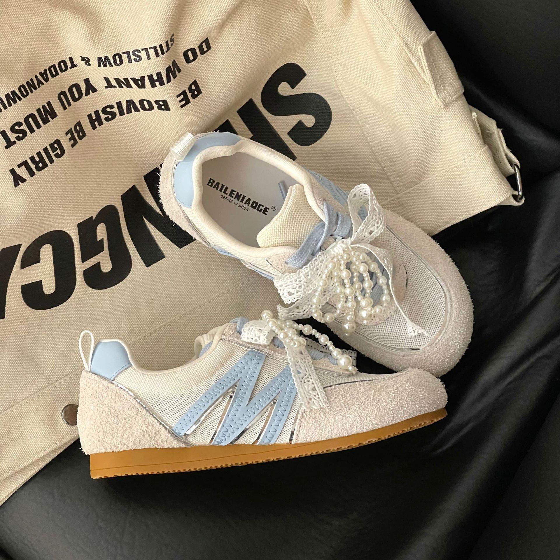 

Leather women s new summer pearl shoelaces versatile height increase breathable leisure sports women 40 бежевый