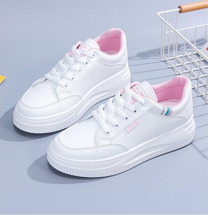 

New Women Board shoes Running Mesh Fashion Casual Sneakers Outdoor Comfortable Soft Training Walking Race Thick soles White Shoe 37 рожевий