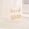 4pcs Set Charm Stainless Steel Ear of Wheat Inlay Zircon Imitation Pearl Tassel Hoop Earrings Ear Bone Nail for Women Jewelry