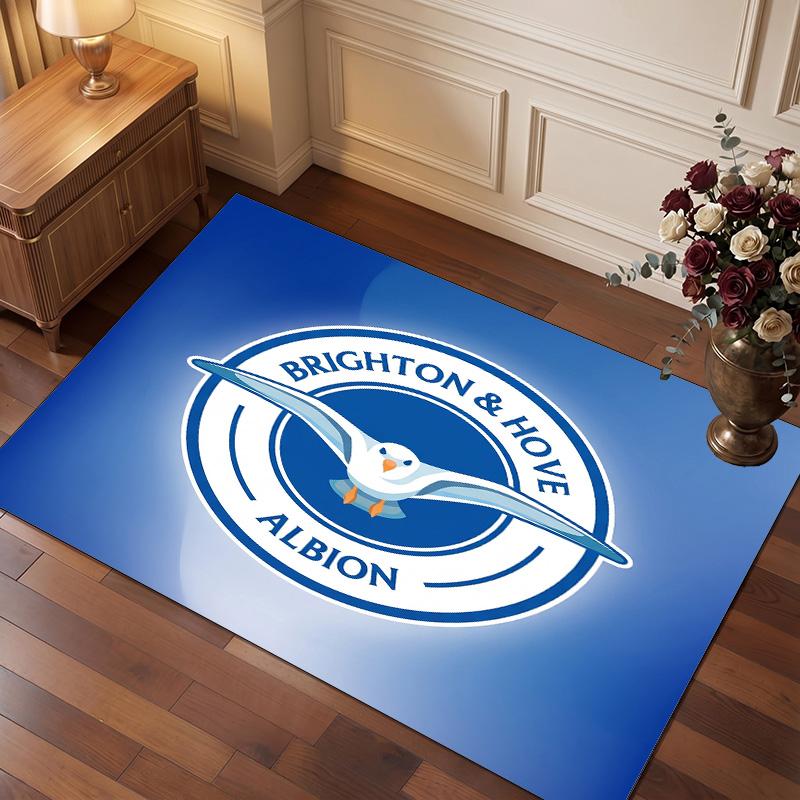 Brighton & Hove Albion Football Print Crystal Velvet Rug, Comfortable Water Absorbent Non Slip Indoor Floor Carpet