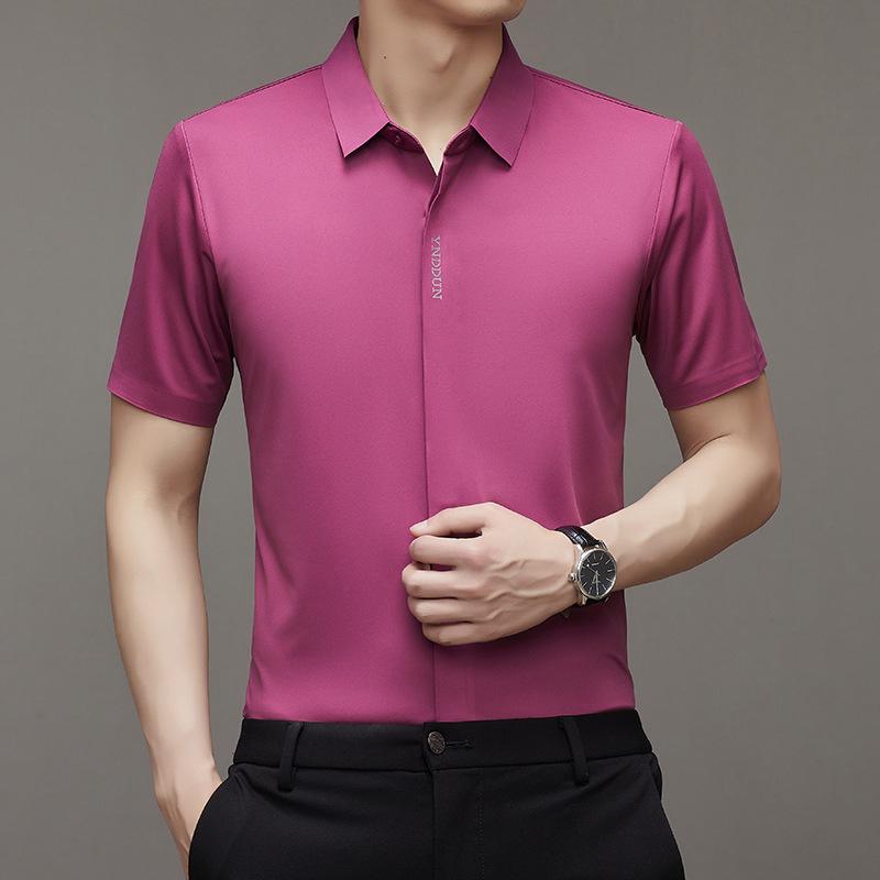 

Men s 2024 Summer High-Quality No-Trace Solid Color Polo Shirt - Short-Sleeve, Casual, Lapel Design XL (135-155 jin)
