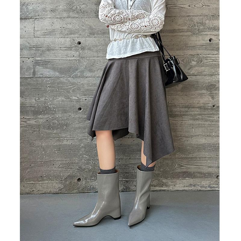 Spice Girl Slack Sense Tip Inner Height Increase 6Cm Short Boots Women'S Autumn Advanced Sense Medium Tube Small Short Boots Women