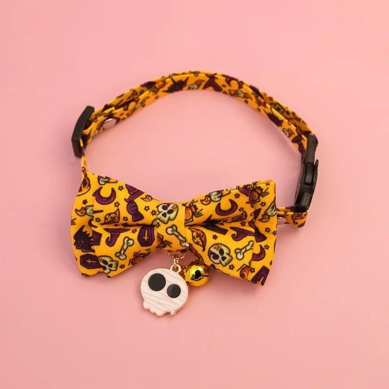 

Хэллоуинские ошейники для питомцев различных стилей, съемные ошейники-бабочки, праздничные принты, ошейники для собак, ошейники для кошек 30-48cm