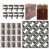 46PCS Bronze Box Hardware Small Size Box Hinges Angle Code Latch Hook Hasp  Cabinet