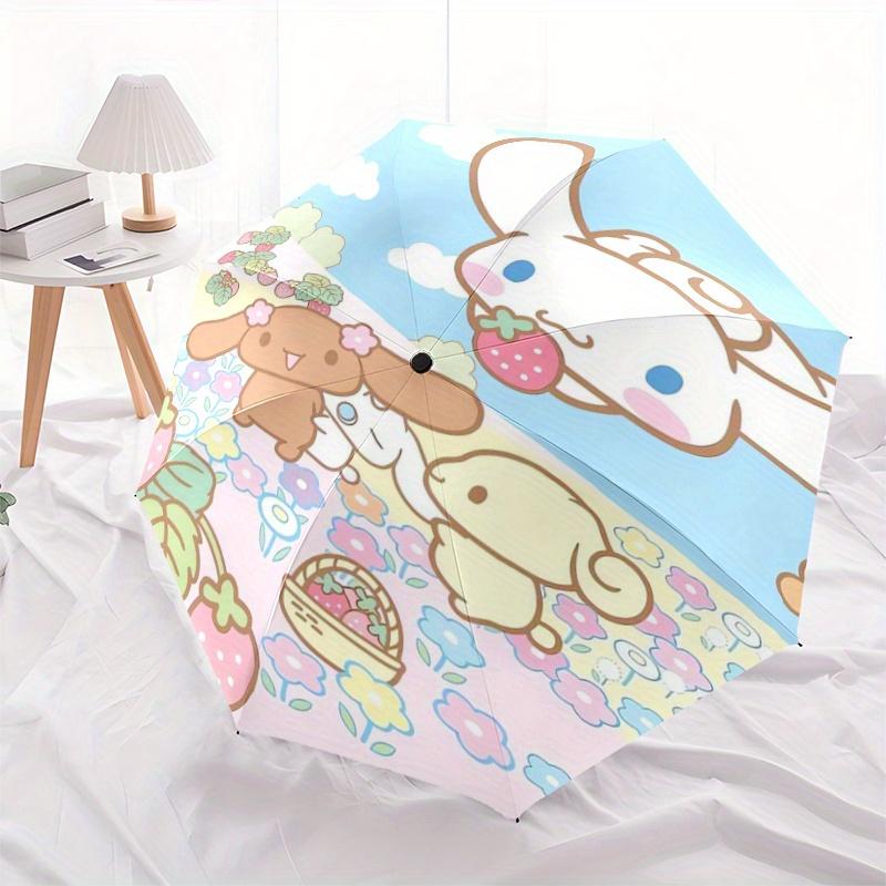 

1pc Cinnamoroll & Friends Flower Picking Pattern Automatic Open/CloseUmbrella-CuteUmbrella with Cute Design, Portable 3-Fold Compact Umbrella for Men
