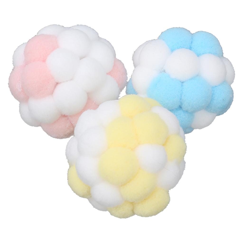 3Pcs Cat Toy HandMade Plush Cat Interactive Bell Ball for Cats Chewing Training