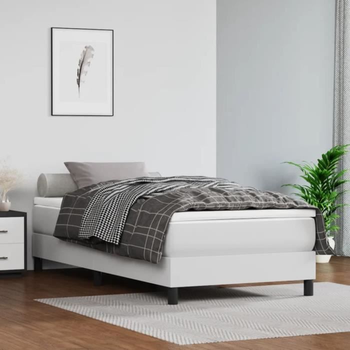 347683 vidaXL Matelas de lit à ressorts ensachés Blanc 80x200x20cm Similicuir