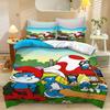 Die Schlümpfe Staffel Anime, Komfort-Bettwäsche für Zuhause und Schlafzimmer, Nordisches Polyester-Material, geeignet für Kinder und Erwachsene, 3-teiliges Set