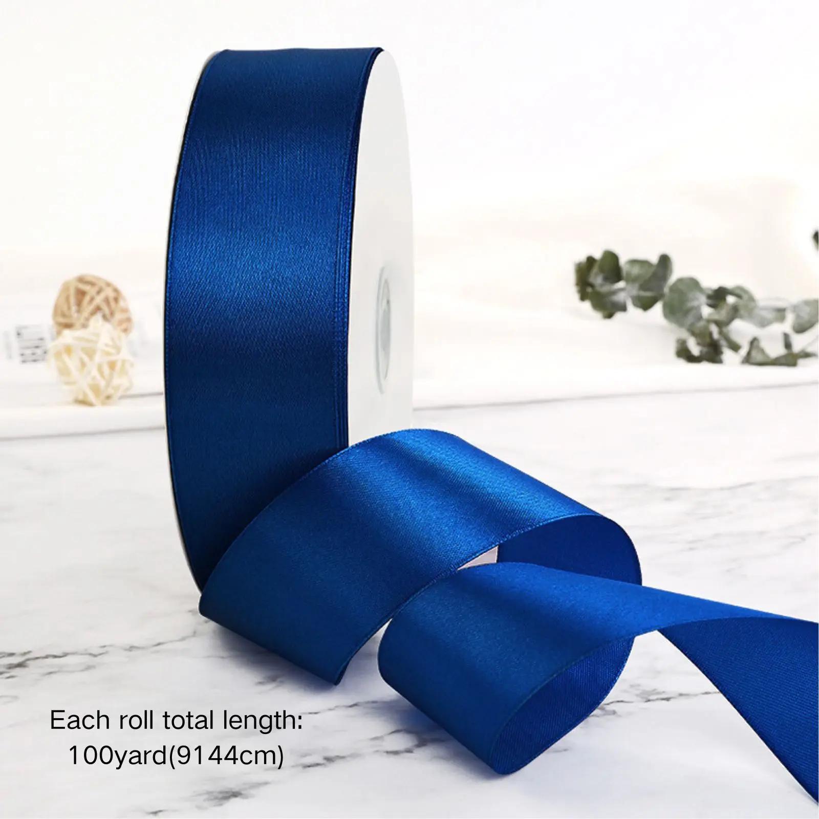 

Solid Color Ribbon 1 Roll for Bouquet Bow Gift Wrapping DIY Decorative Cake Tying Christmas Wedding Birthday Party Decorations темно-синього кольору