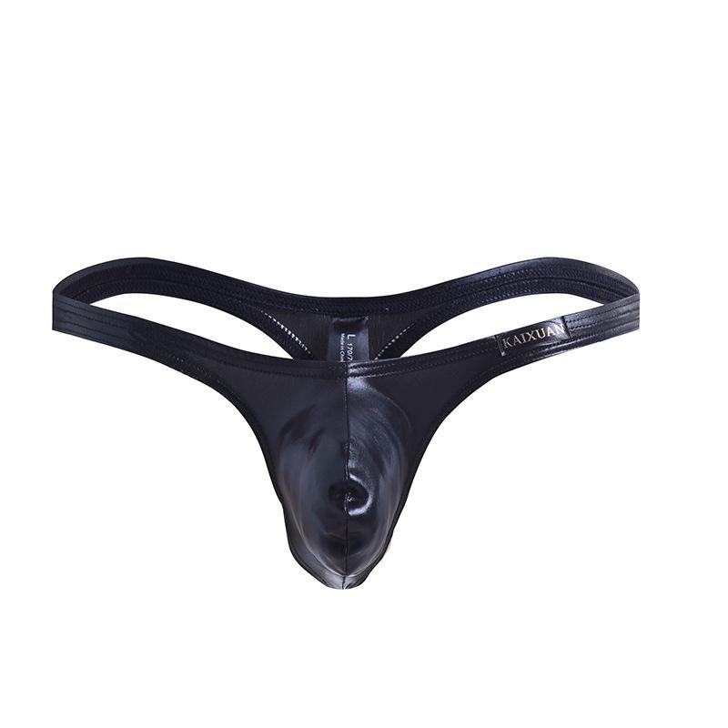 Pánská tanga Sexy spodní prádlo Pánské spodky z umělé kůže G-string tanga Gay kalhotky